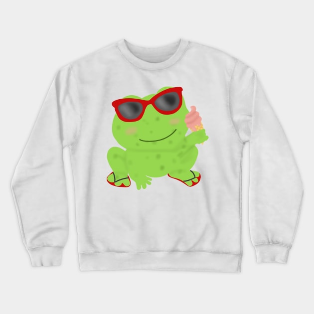 Frog with an ice cream Crewneck Sweatshirt by Becky-Marie